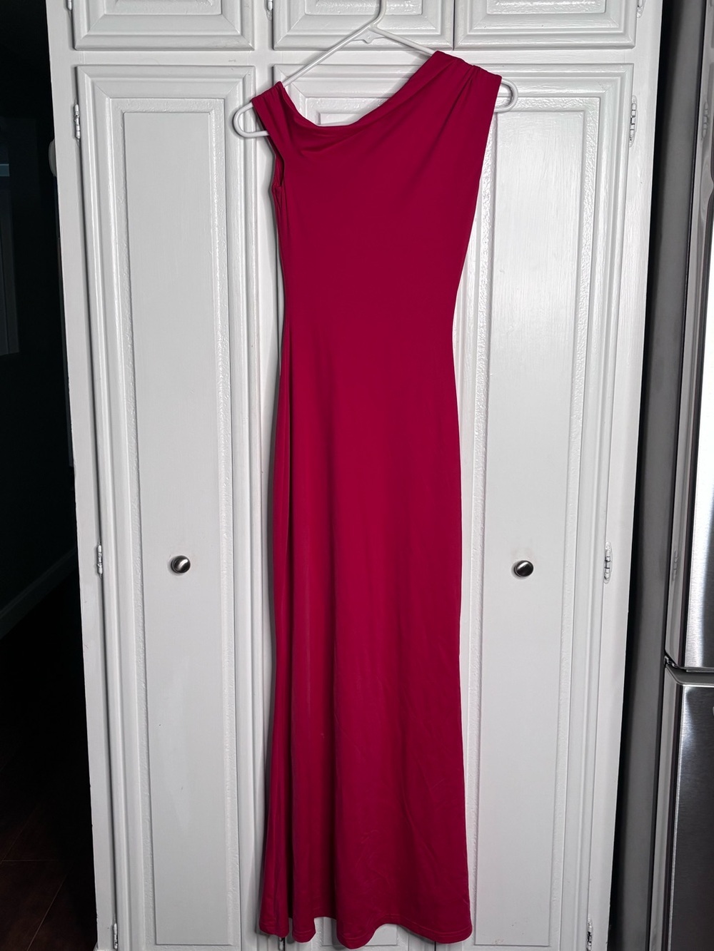 Princess Polly One-Shoulder Maxi Dress in Deep Red size 0